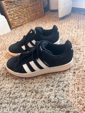 adidas Black Suede Campus Sneakers with White Stripes